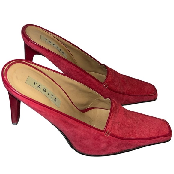 Tabita red suede slip on heels size 6.5 - Picture 2 of 11